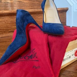 Christian Louboutin Alminette 100 Veau Velours in Marine Size 36.5
